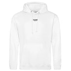 Essentials Collection hoodie – white men's hoodie with black Essentials Collection letters and Players Couture logo on the