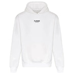Essentials Collection hoodie – white men's hoodie with black Essentials Collection letters and Players Couture logo on the