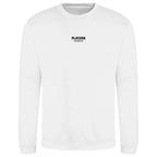 Essentials Collection hoodie – white men's hoodie with black Essentials Collection letters and Players Couture logo on the