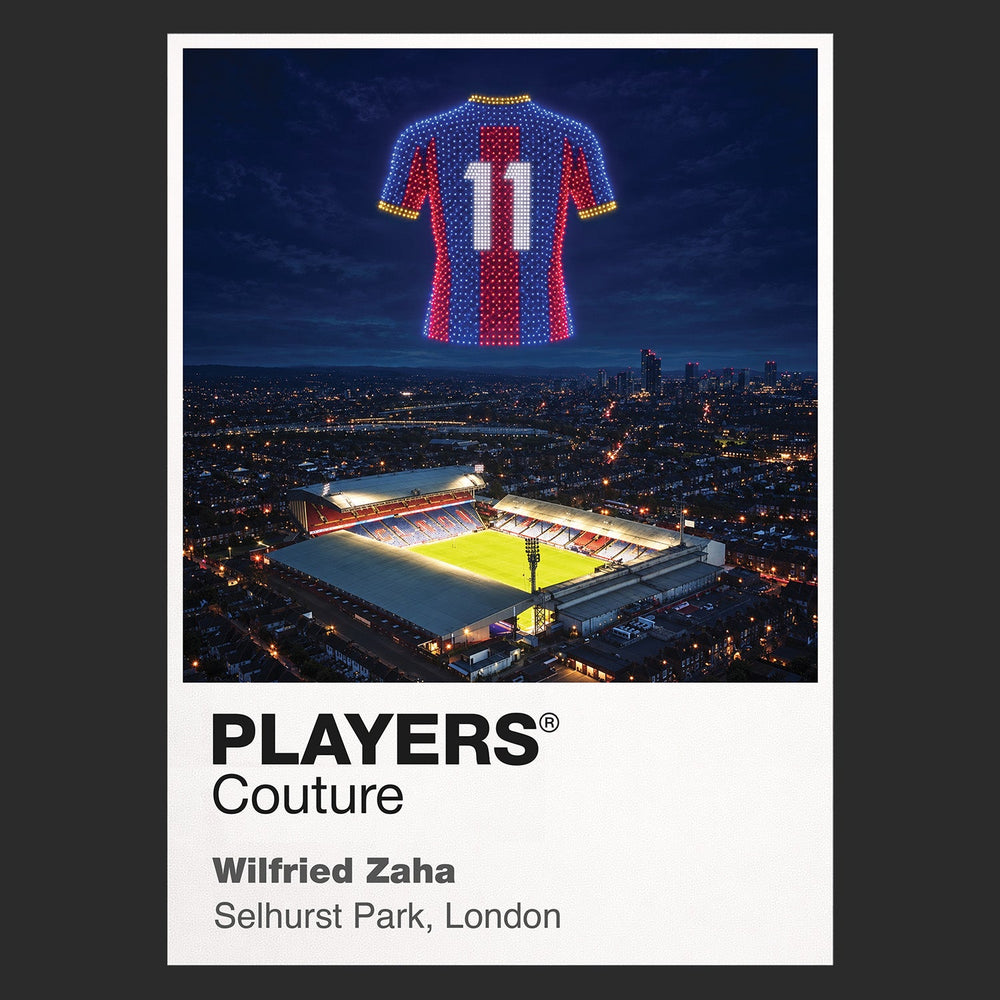 Wilfried Zaha Crystal Palace number 11 Icons in Lights Frame artwork in black