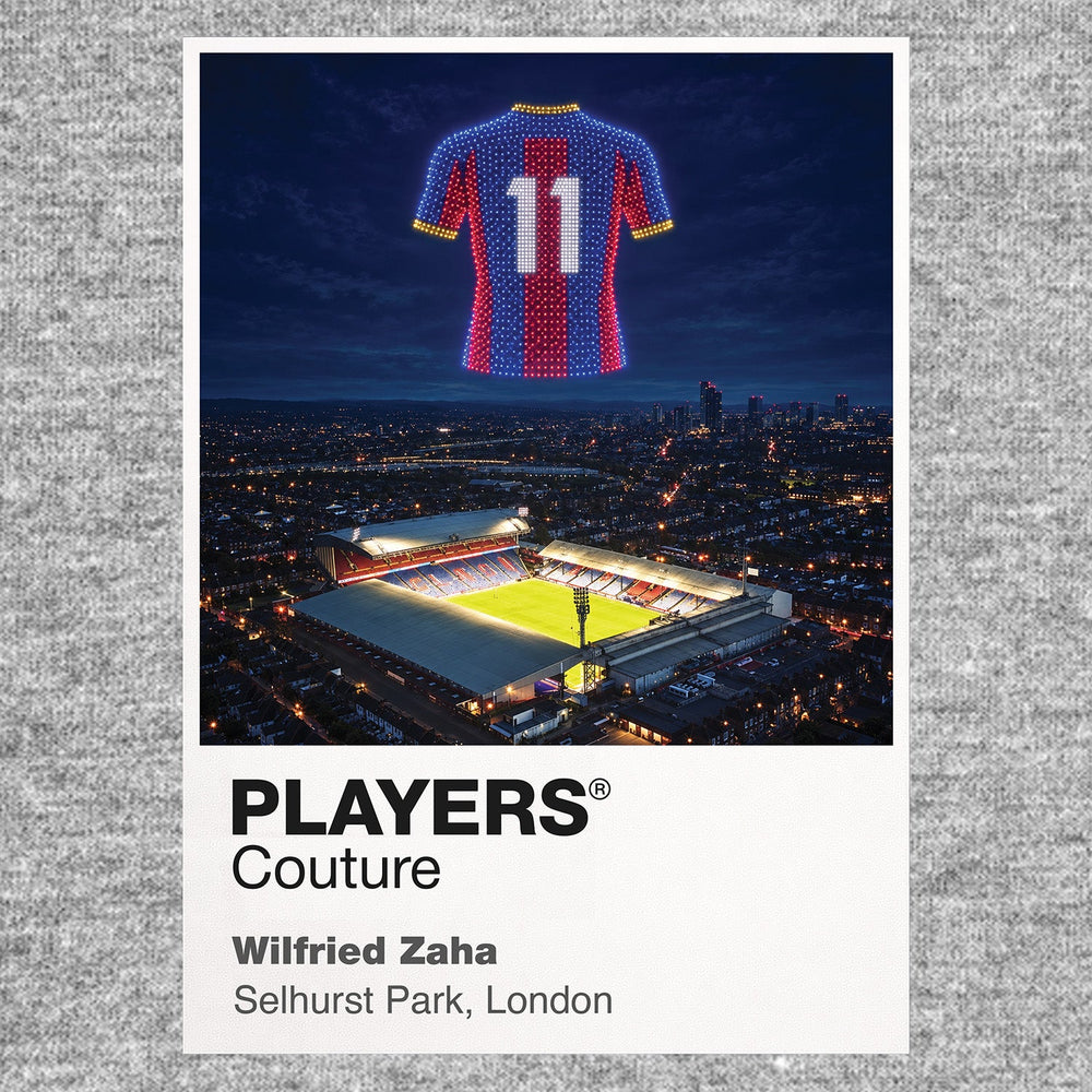 Wilfried Zaha Crystal Palace number 11 Icons in Lights Frame artwork in grey