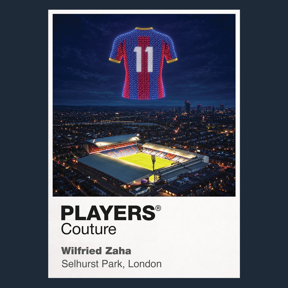 Wilfried Zaha Crystal Palace number 11 Icons in Lights Frame artwork in navy
