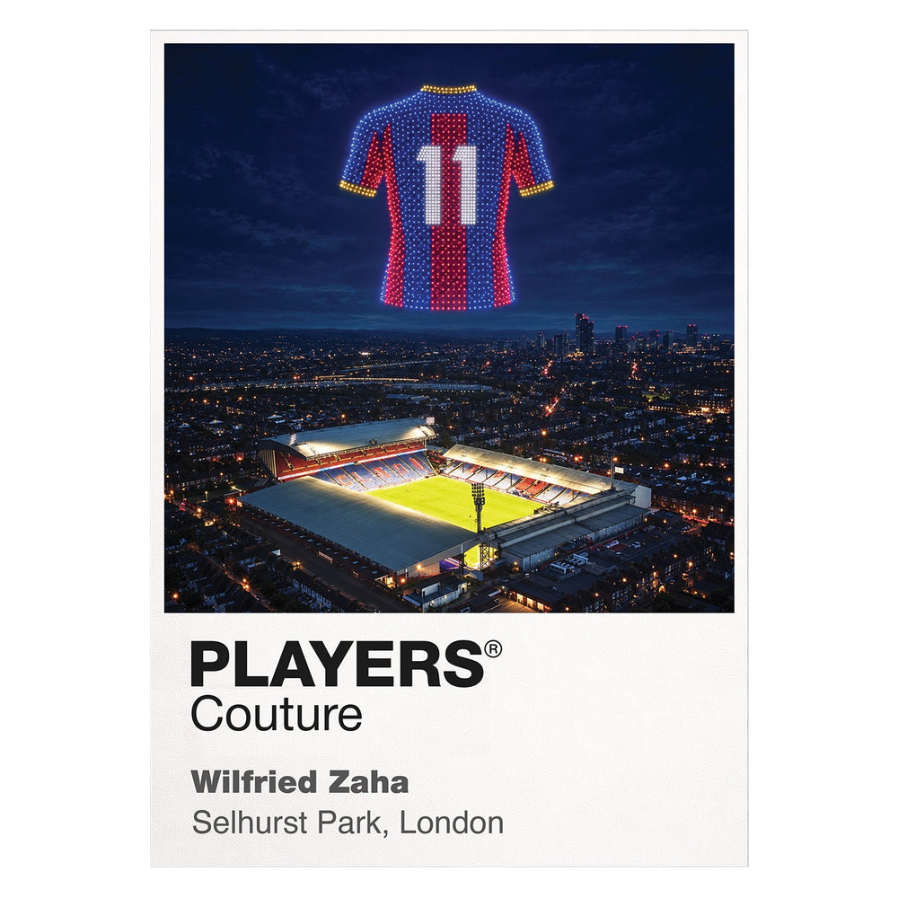 Wilfried Zaha Crystal Palace number 11 Icons in Lights Frame artwork in white