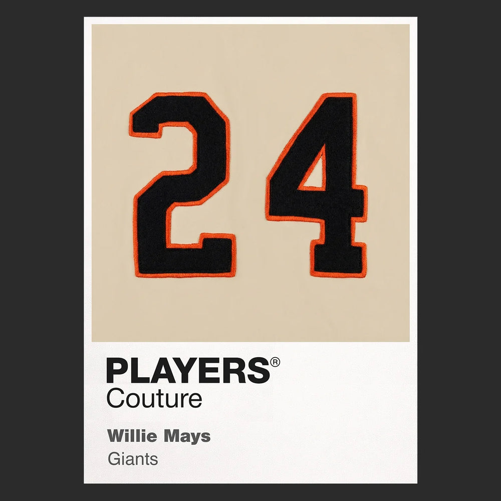 Willie Mays 24 Jersey Frame Men's T-Shirt – black close-up detail shot of the Willie Mays 24 Players Couture logo design