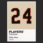 Willie Mays 24 Jersey Frame Men's T-Shirt – black close-up detail shot of the Willie Mays 24 Players Couture logo design