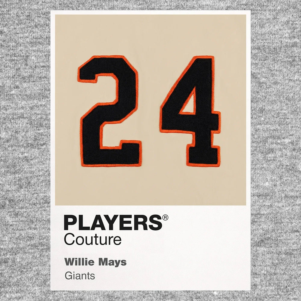 Willie Mays 24 Jersey Frame Men's T-Shirt – grey close-up detail shot of the Willie Mays 24 Players Couture logo design