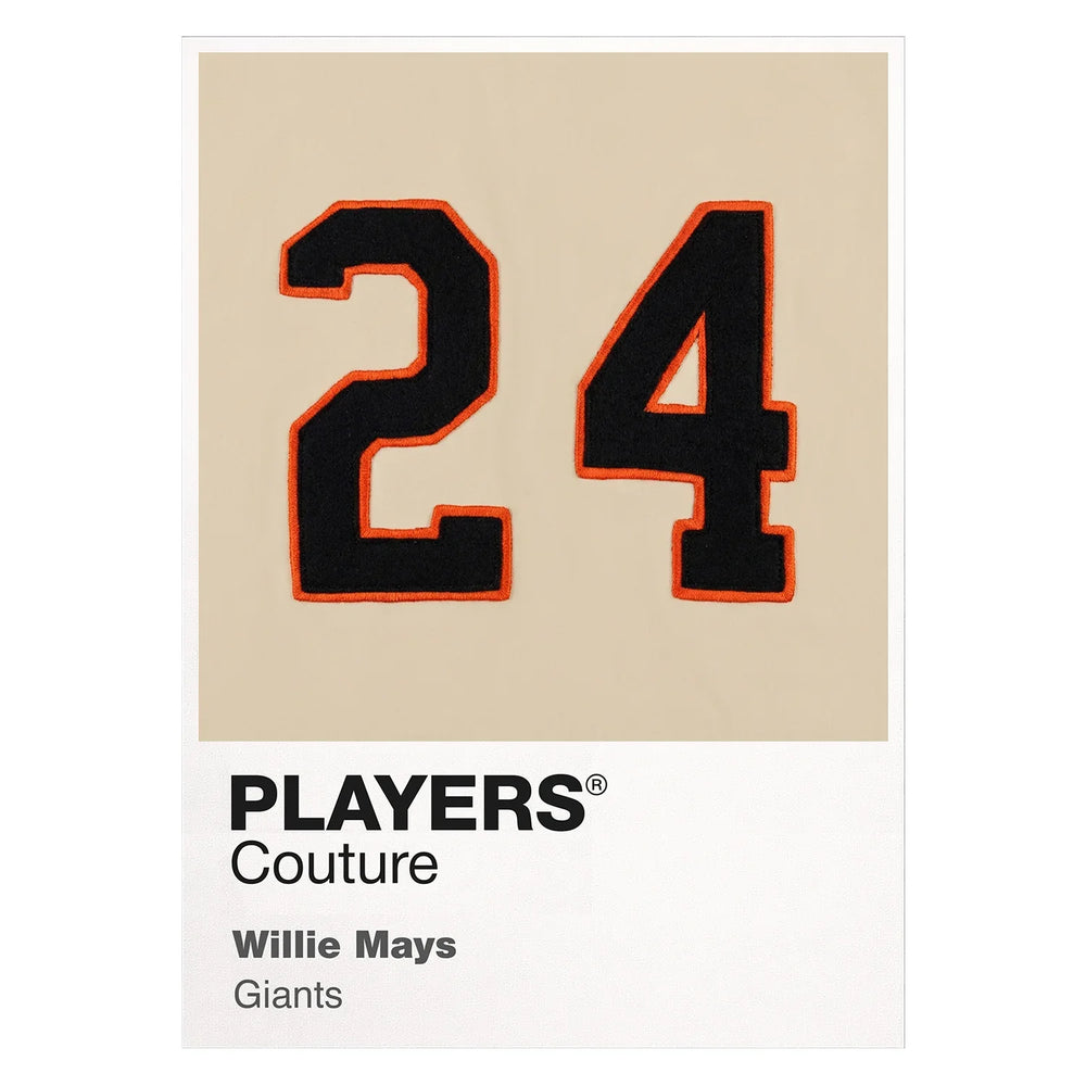 Willie Mays 24 Jersey Frame Men's T-Shirt – white close-up detail shot of the Willie Mays Players Couture logo design