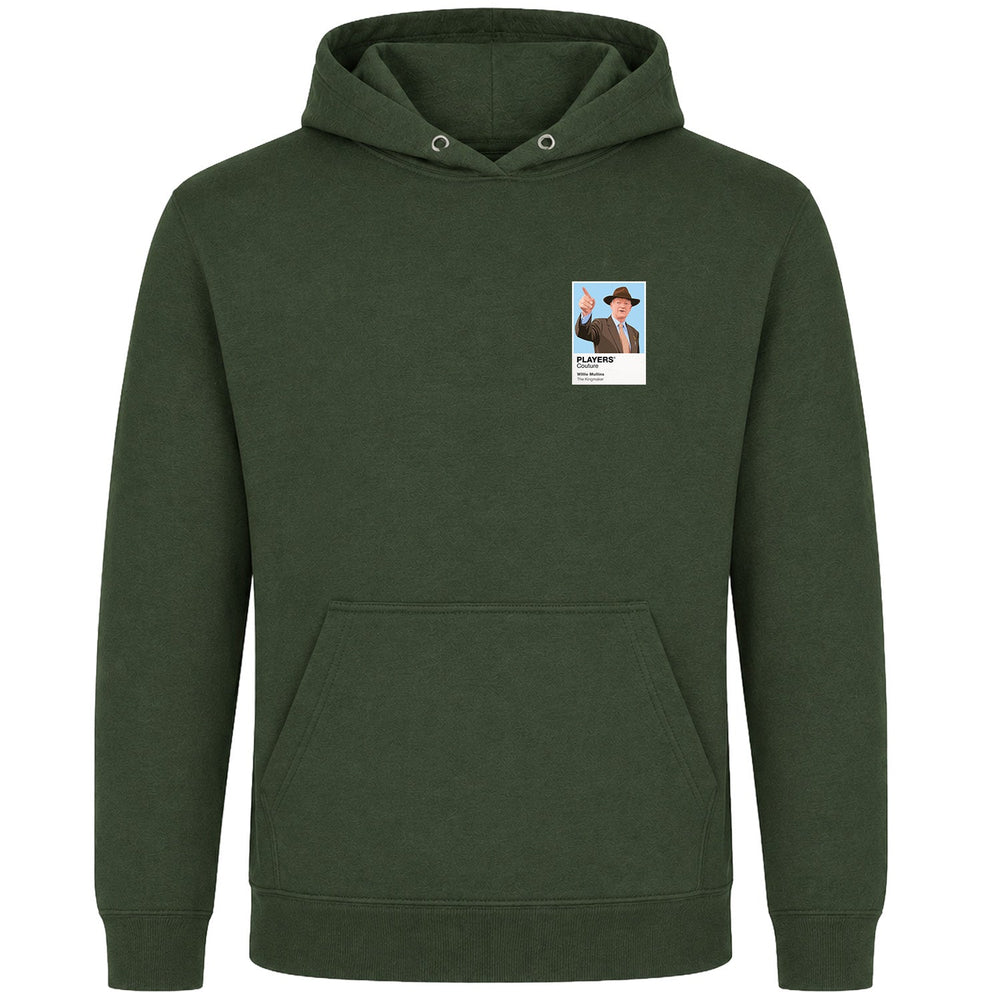 Willie Mullins horse racing hoodie – mens earthy green hoodie view
