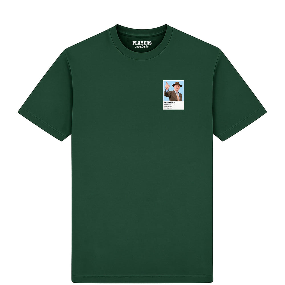 Willie Mullins horse racing T-shirt – mens forest green tshirt view
