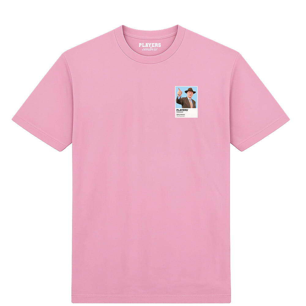 Willie Mullins horse racing T-shirt – mens pink tshirt view