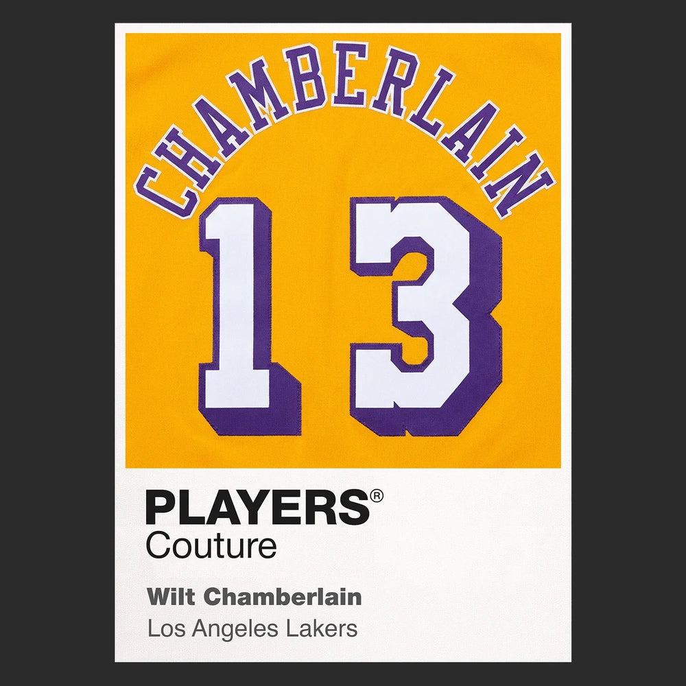 Wilt Chamberlain 13 Jersey Frame Men's T-Shirt – black close-up detail shot of the Wilt Chamberlain 13 Players Couture logo