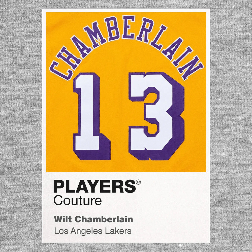 Wilt Chamberlain 13 Jersey Frame Men's T-Shirt – grey close-up detail shot of the Wilt Chamberlain 13 Players Couture logo