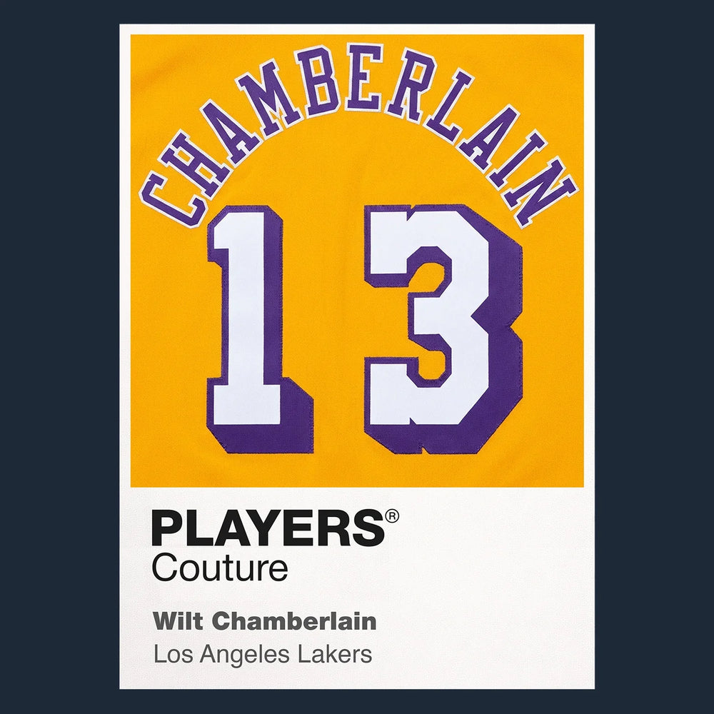 Wilt Chamberlain 13 Jersey Frame Men's T-Shirt – navy close-up detail shot of the Wilt Chamberlain 13 Players Couture logo