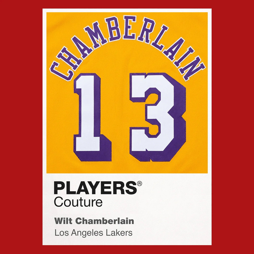 Wilt Chamberlain 13 Jersey Frame Men's T-Shirt – red close-up detail shot of the Wilt Chamberlain 13 Players Couture logo