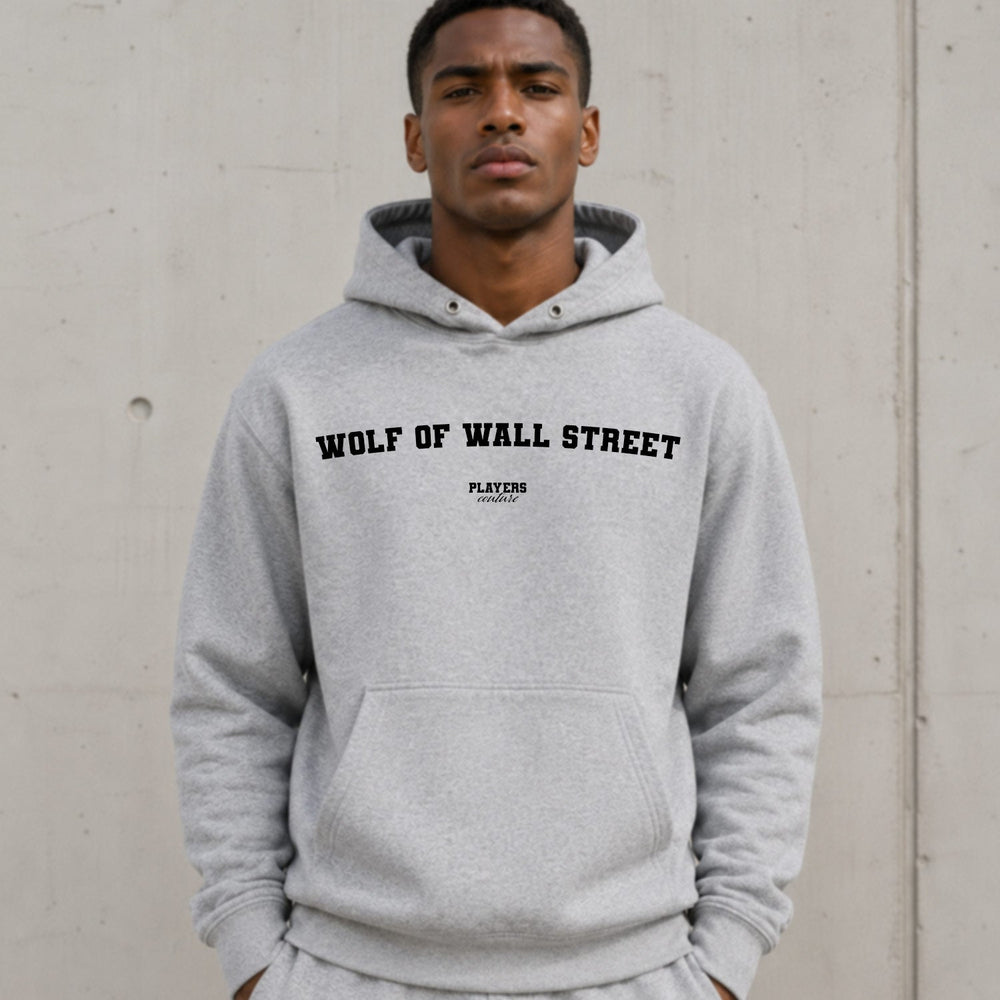 Wolf Of Wall Street name-print hoodie - grey