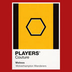 Wolves Classic Football Shirt Colours Frame Men's T-Shirt – red close-up detail shot of the Wolves Players Couture logo
