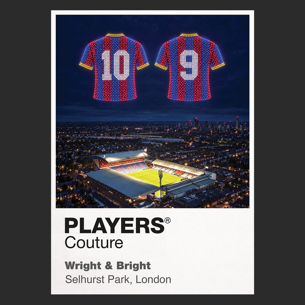 Ian Wright and Mark Bright Crystal Palace Icons in Lights Frame artwork in black
