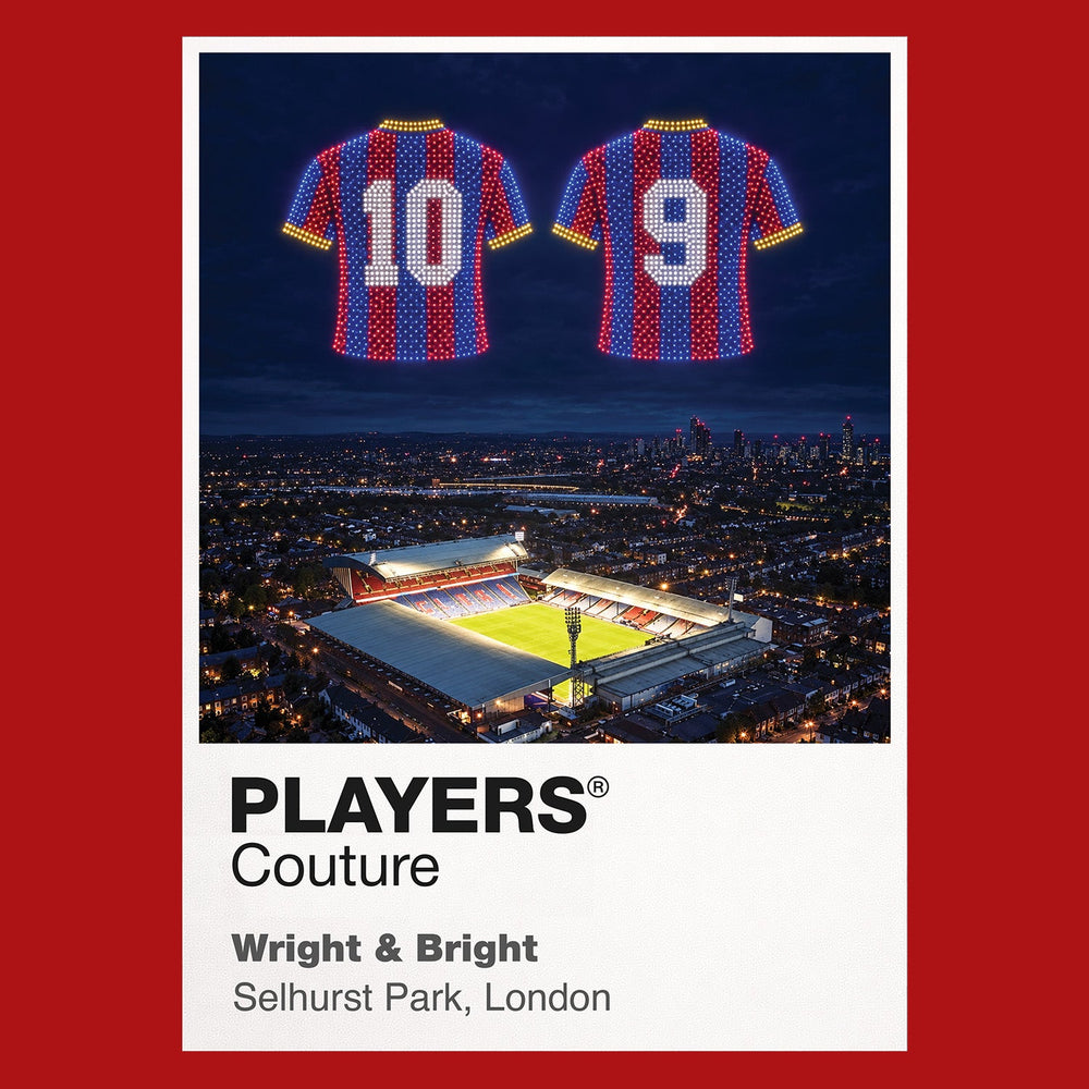 Ian Wright and Mark Bright Crystal Palace Icons in Lights Frame artwork in red