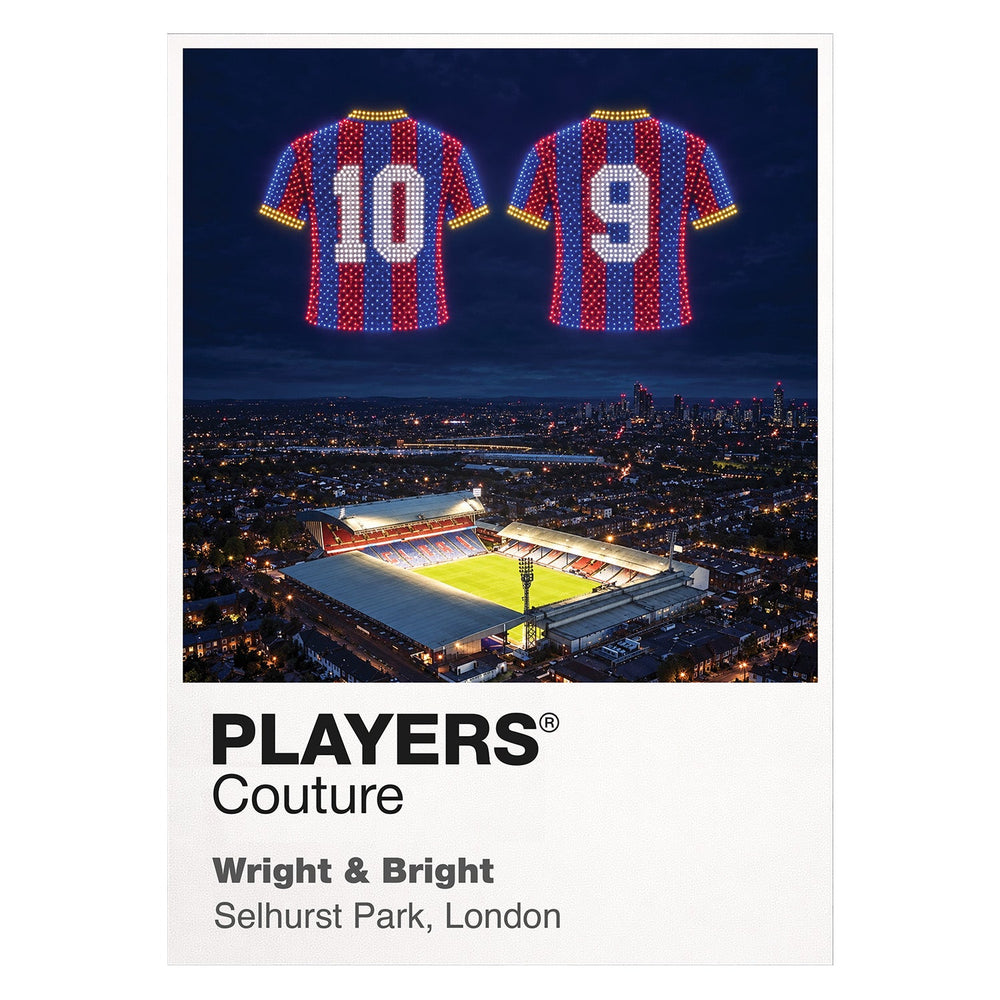 Ian Wright and Mark Bright Crystal Palace Icons in Lights Frame artwork in white