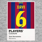 Xavi Hernandez 6 Football Shirt Frame Men's Hoodie – grey close-up detail shot of the Xavi Hernandez 6 Football Players