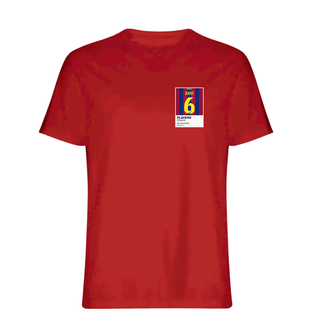 Xavi Hernandez 6 Football t-shirt – red men's t-shirt featuring the Xavi Hernandez 6 Football Players Couture logo