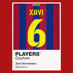 Xavi Hernandez 6 Football Shirt Frame Men's Hoodie – red close-up detail shot of the Xavi Hernandez 6 Football Players