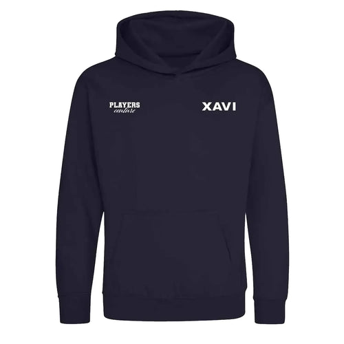 Xavi hoodie – navy kids' hoodie featuring the Xavi Players Couture logo