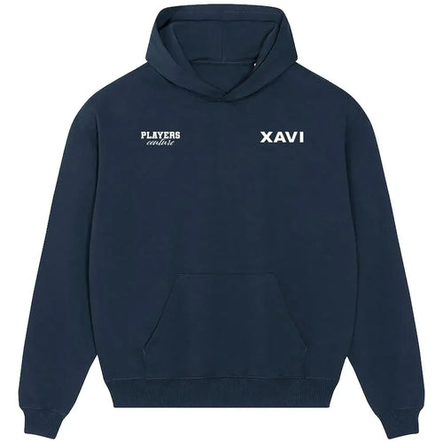 Xavi hoodie – navy men's hoodie featuring the Xavi Players Couture logo