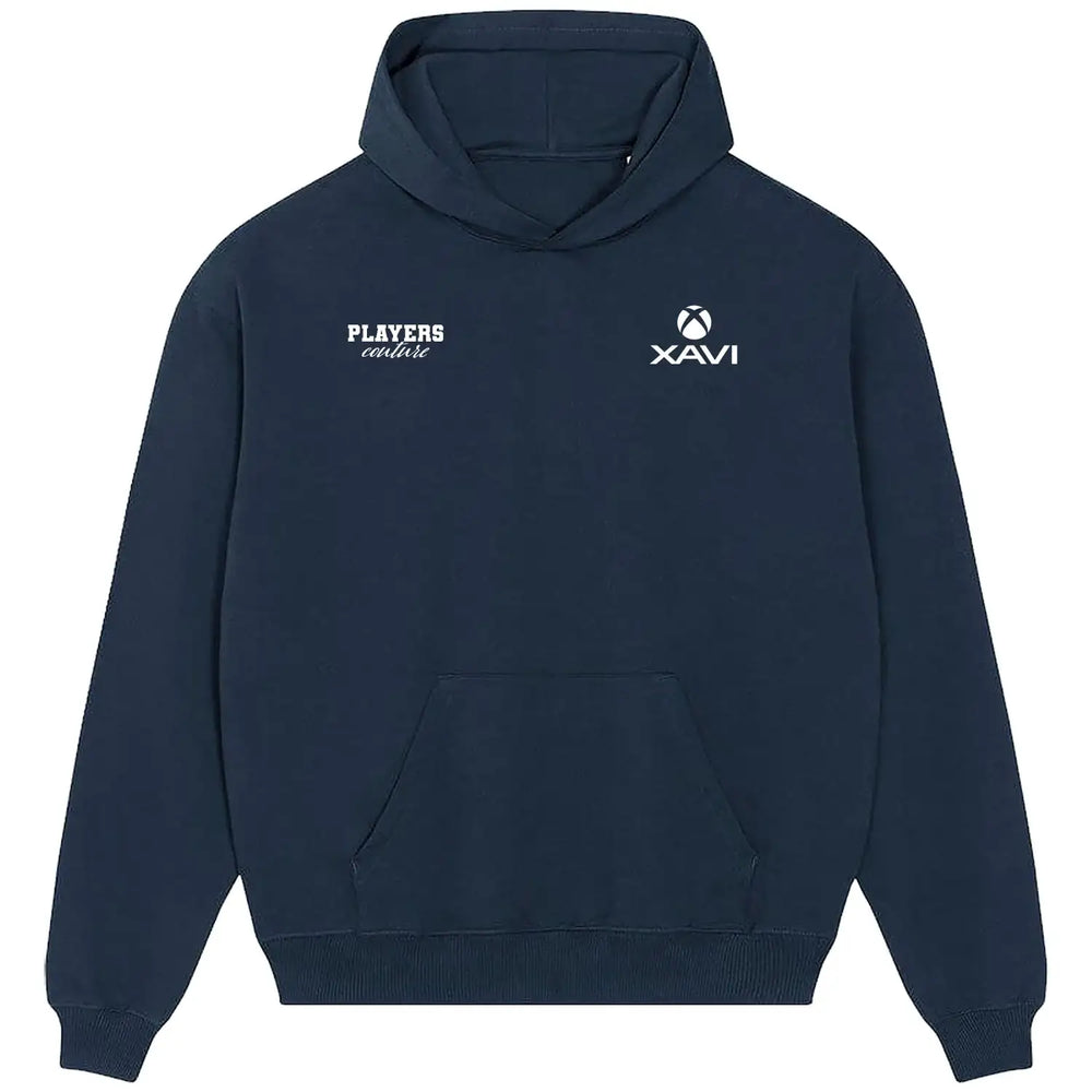 Xavi Logo Players Couture Men's Casual Hoodie - Navy / S | Barcelona, Fashion Collection, Football, Hoodies, Men's, Spain, Volume 1