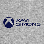 Xavi Simons Logo Men's Hoodie – grey close-up detail shot of the Xavi Simons Players Couture logo design