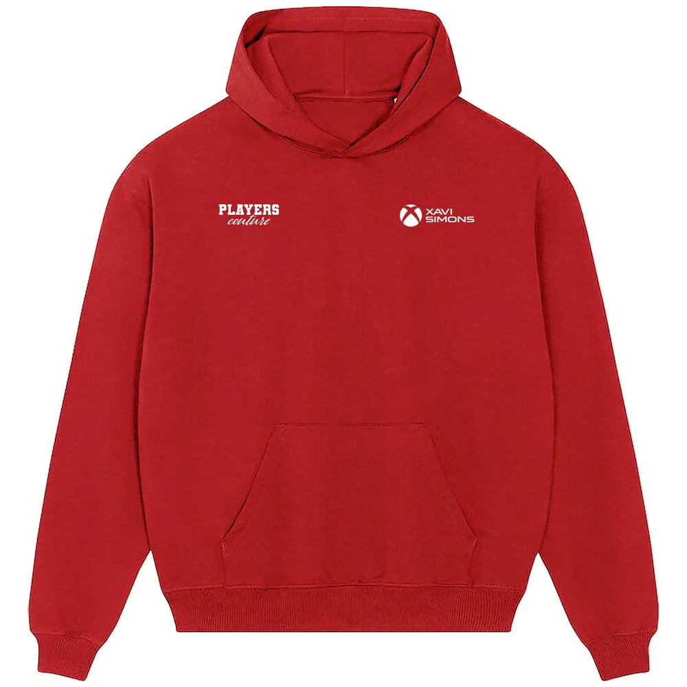 Xavi Simons Logo Players Couture Men's Casual Hoodie - Red / S | Barcelona, Fashion Collection, Football, Hoodies, Men's, Netherlands, PSG, PSV Eindhoven, RB Leipzig, Tottenham Hotspur, Volume 1
