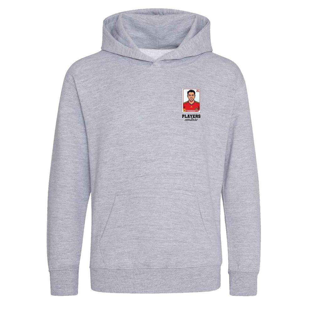 Xavi World Cup Sticker Kids Hoodie – xavi sticker kids grey hoodie Players Couture design