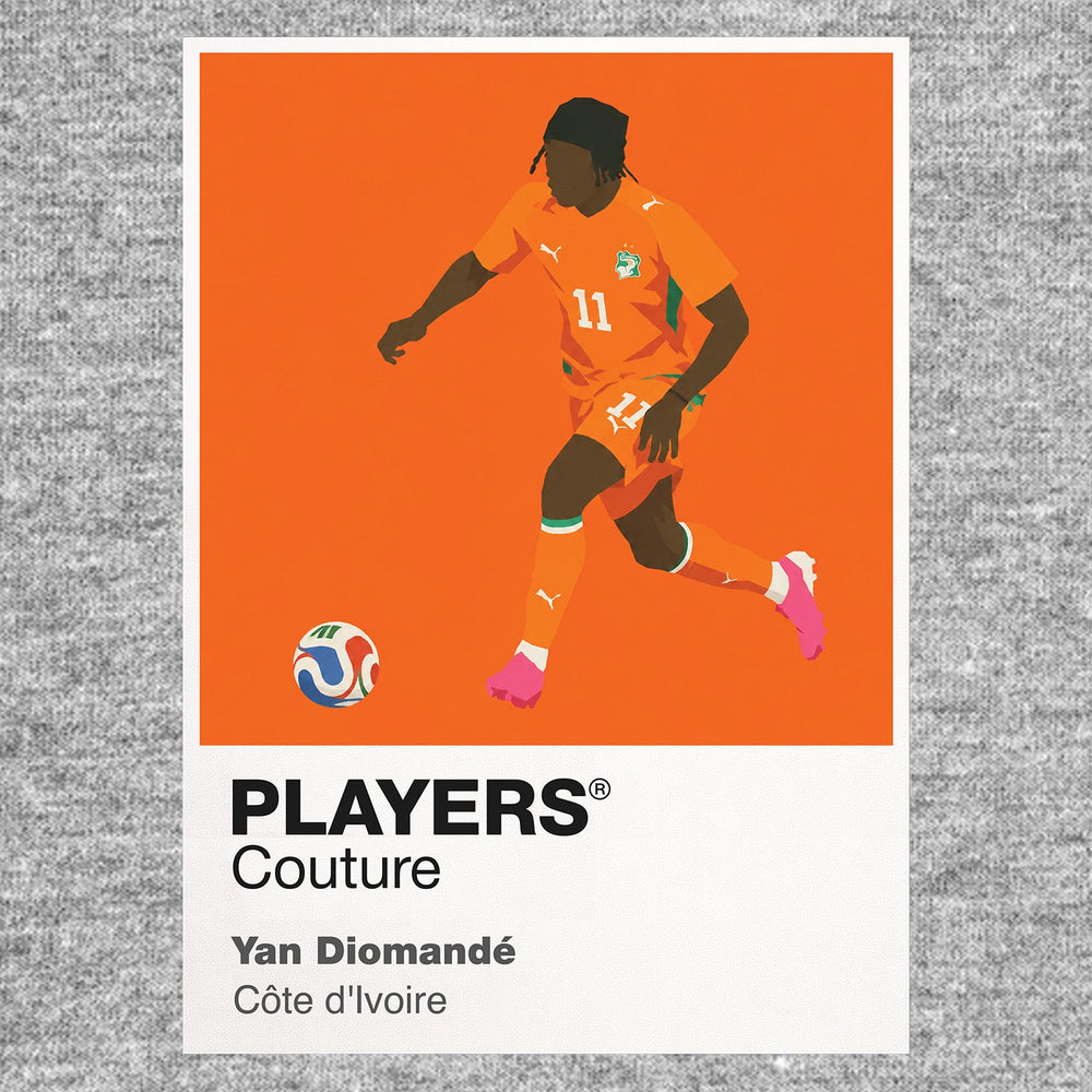 Yan Diomande Ivory Coast Icon Frame Kids T-Shirt — Gray Artwork
