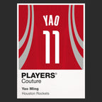 Yao Ming 11 Jersey Frame Men's T-Shirt – black close-up detail shot of the Yao Ming 11 Players Couture logo design