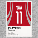 Yao Ming 11 Jersey Frame Men's T-Shirt – grey close-up detail shot of the Yao Ming 11 Players Couture logo design