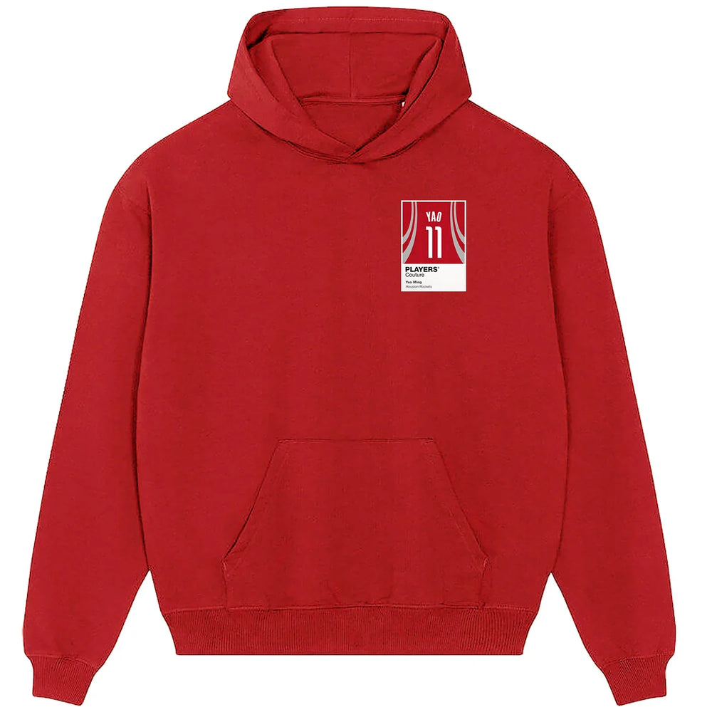 Yao Ming 11 hoodie – red men's hoodie featuring the Yao Ming 11 Players Couture logo