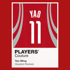 Yao Ming 11 Jersey Frame Men's T-Shirt – red close-up detail shot of the Yao Ming 11 Players Couture logo design