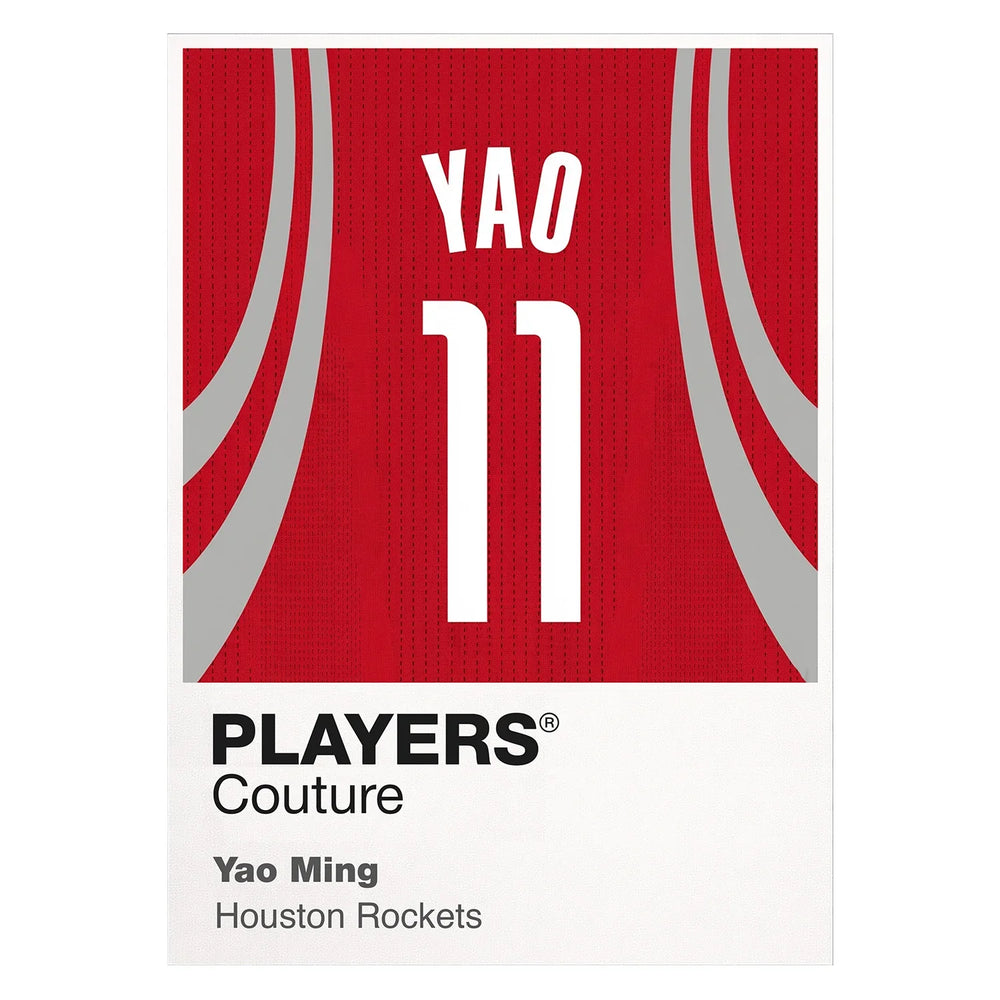 Yao Ming 11 Jersey Frame Men's T-Shirt – white close-up detail shot of the Yao Ming Players Couture logo design