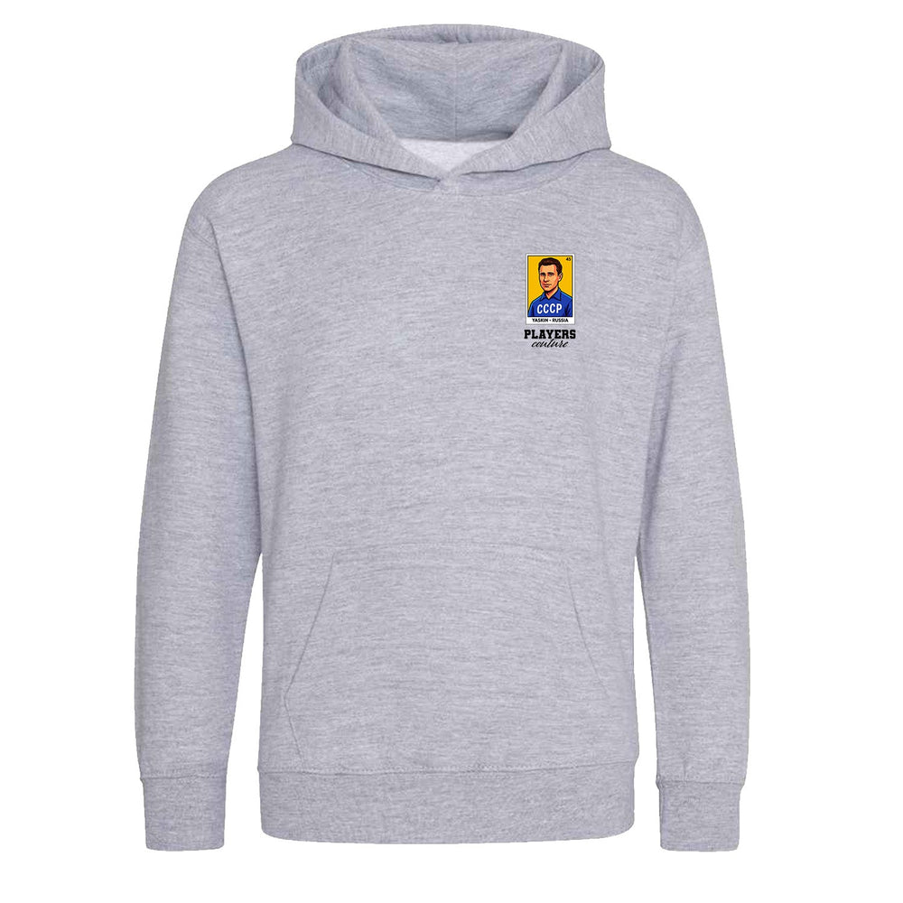 Lev Yashin World Cup Sticker Kids Hoodie – yaskin sticker kids grey hoodie Players Couture design