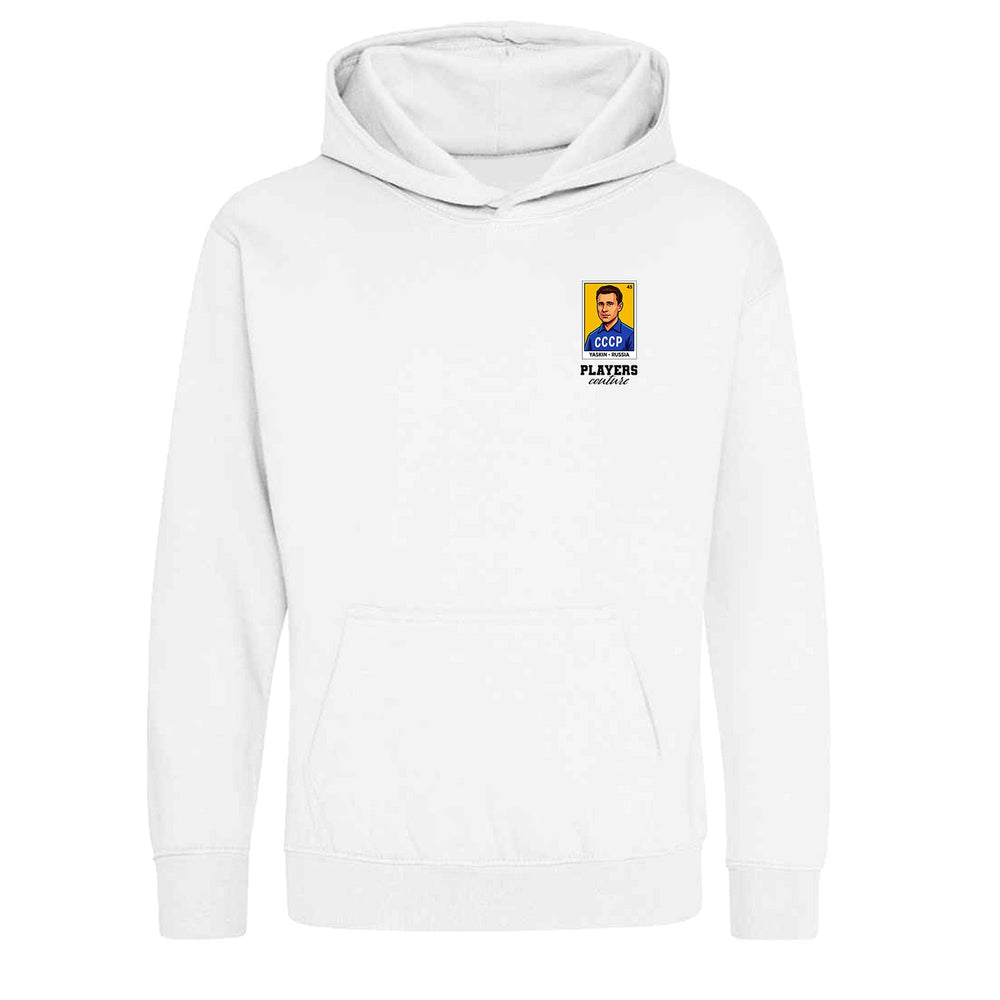 Lev Yashin World Cup Sticker Kids Hoodie – yaskin sticker kids white hoodie Players Couture design