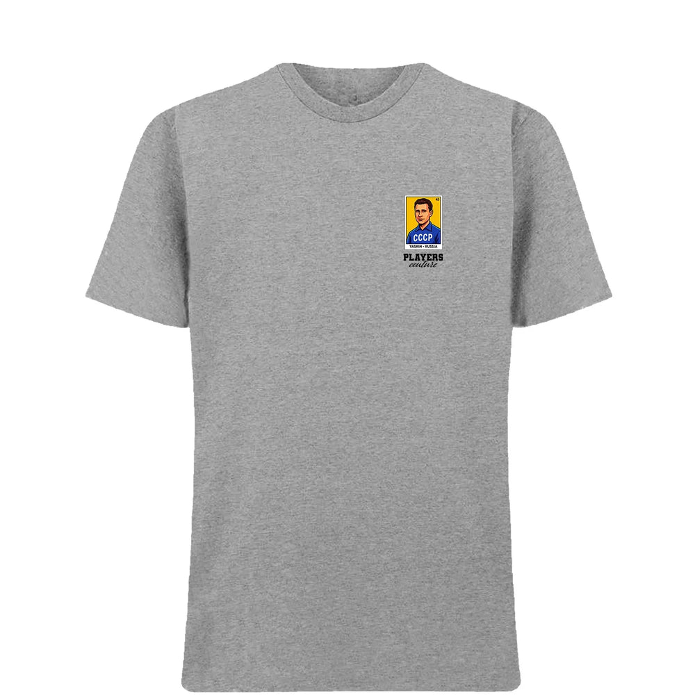 Lev Yashin World Cup t-shirt – grey men's t-shirt featuring the Lev Yashin World Cup Players Couture logo