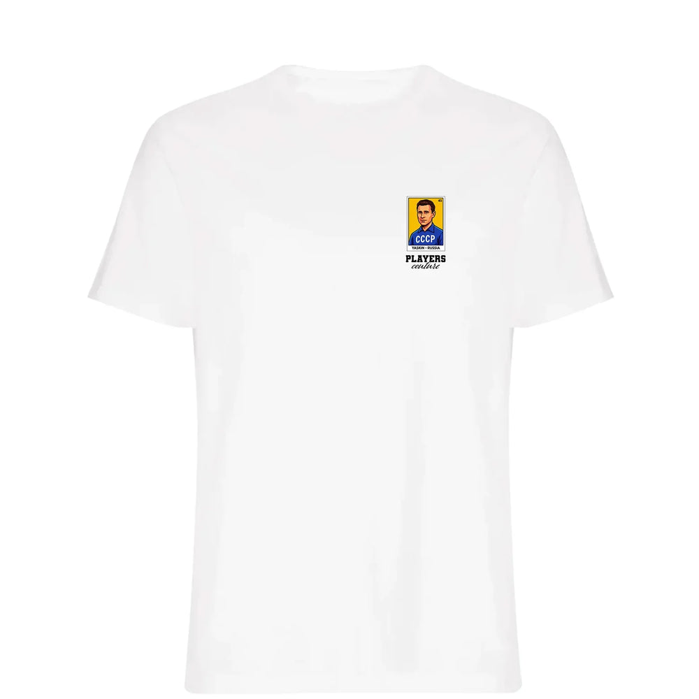 Lev Yashin World Cup t-shirt – white men's t-shirt featuring the Lev Yashin World Cup Players Couture logo