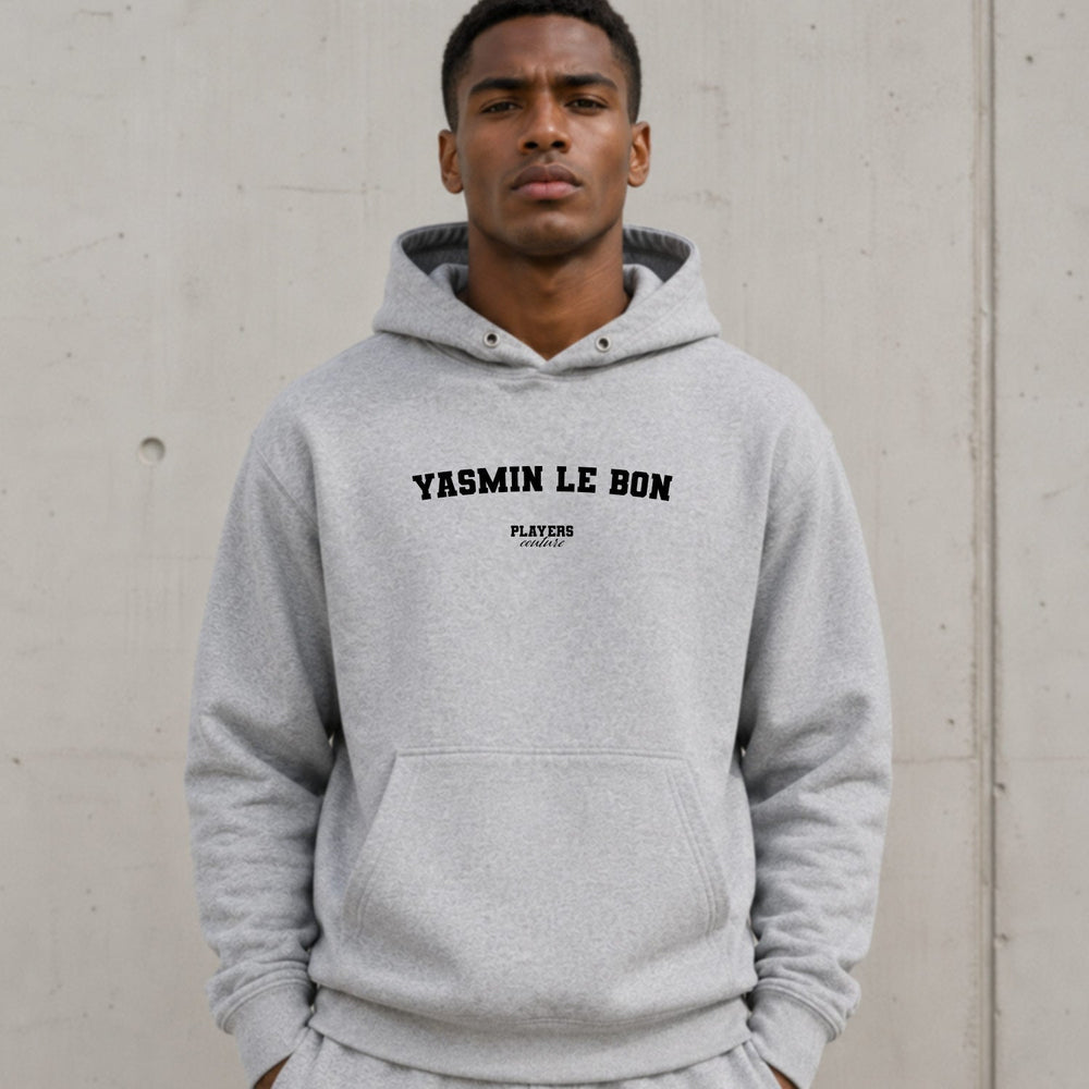 Yasmin Le Bon name-print hoodie - grey