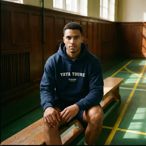 Close-up of Yaya Toure Couture Men's Casual lettering on a Men's Hoodie