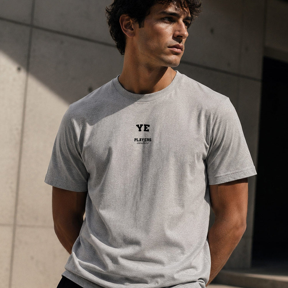 Ye Men's T-Shirt — lifestyle photo, Grey t-shirt