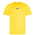 Essentials Collection t-shirt – yellow men's t-shirt with black Essentials Collection letters and Players Couture logo on