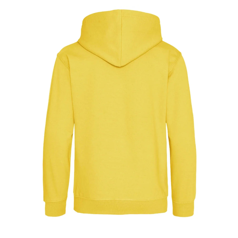 Essentials Collection hoodie – yellow kids' hoodie with black Essentials Collection letters and Players Couture logo on the