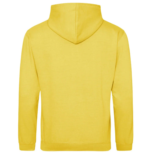 Essentials Collection hoodie – yellow men's hoodie with black Essentials Collection letters and Players Couture logo on the