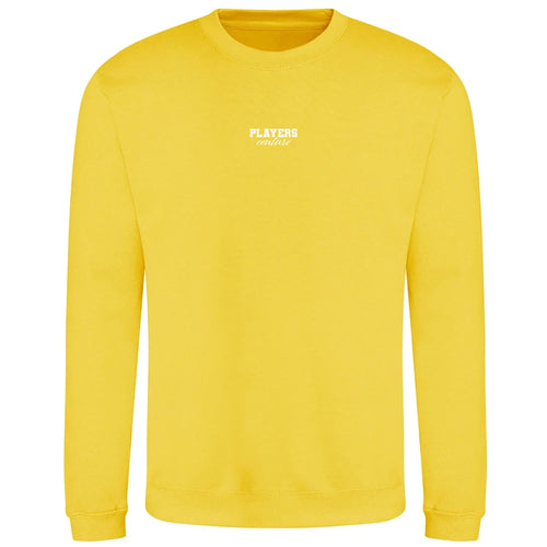 Essentials Collection hoodie – yellow men's hoodie with black Essentials Collection letters and Players Couture logo on the