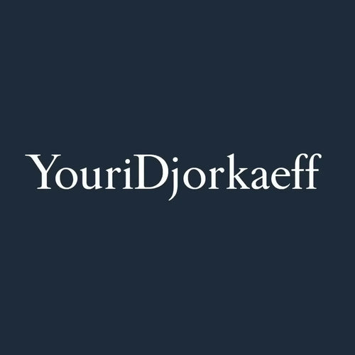 Youri Djorkaeff Logo Men's Hoodie – navy close-up detail shot of the Youri Djorkaeff Players Couture logo design